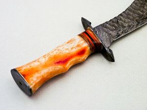 Cuchillo Bowie de Caza Hecho a Mano con Patrón de Damasco, Hoja Fija, Cuchillo Utilitario para Exteriores con Protector, Proveedor Mayorista OEM ODM - Product Image 3