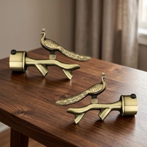 Antique Brass Peacock Curtain Holdbacks Traditional Design Decorative Window Accessories - Product Image 1