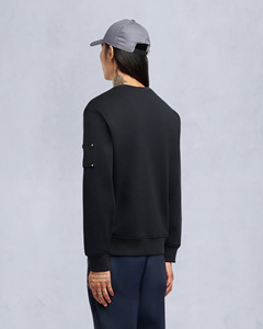 Sweat-shirt à col rond noir pour homme, coupe classique, avec poche, design décontracté, en coton tricoté, brodé, personnalisable OEM ODM - Product Image 4