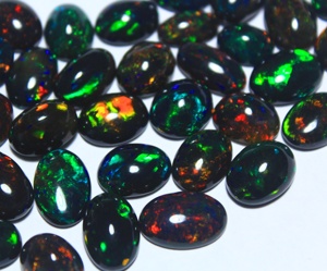 <b>7</b>*5mm Ethiopian Black Opal Oval Cut Smoked Treated Smooth Loose Gemstone Cabochon Color Play <b>Fire</b> Opal Direct Factory - Product Image 2