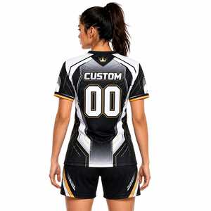 Maillots de football pour femmes adultes, uniformes de football, col en V, respirant, 100% polyester, manches courtes, kits de maillots, chaussettes - Product Image 2