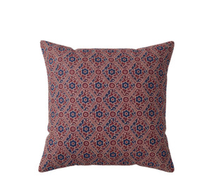 Funda de cojín cuadrada vintage india Kantha de algodón estampado a mano con efecto Tie Dye y Shibori índigo - Product Image 1