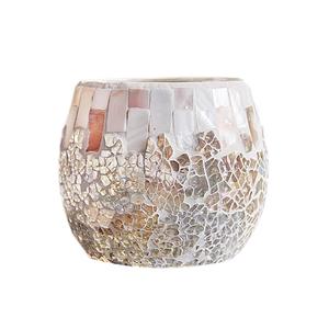 Porte-bougie rond en verre mosaïque fait main, récipient décoratif pour bougies chauffe-plat, idéal pour la maison, les mariages et les fêtes de Noël - Product Image 4