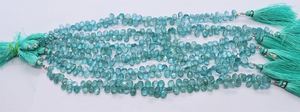 Apatita azul cielo natural, forma de pera lisa, briolette de 5x7 mm, cuentas de piedras preciosas de apatita azul claro, hilo para la fabricación de joyas, venta al por mayor. - Product Image 4