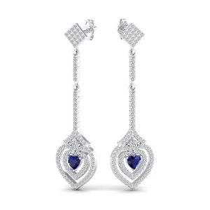 REYES Luxury 14K <b>Solid</b> Gold Moissanite Dangle Drop Earrings 925 Sterling <b>Silver</b> With Blue Sapphire Gemstone Wedding Fine Jewelry - Product Image 5
