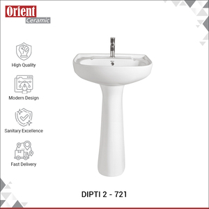 Venta al por Mayor de Artículos Sanitarios de Diseño de Lujo Hechos en India, Lavabo de Cerámica Blanca de Primera Calidad con Pedestal - Product Image 2