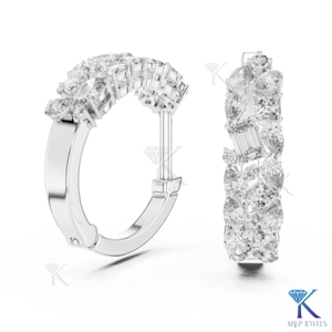 Lab Grown CVD HPHT Diamond Emerald Cut Huggie <b>Hoop</b> <b>Earrings</b> 14K <b>Solid</b> Gold Luxury Fine Women's Wedding Party Jewelry - Product Image 6