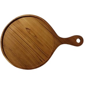Planche à pizza ronde en bois d'acacia de qualité supérieure avec poignée, plateau de service et planche à découper en bois, écologique, pour usage en restaurant - Product Image 1
