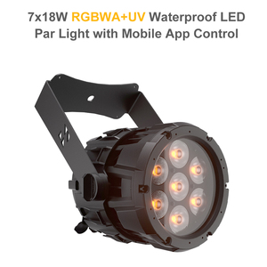 ไฟ LED Par Light รุ่น SHEHDS IP66 กันน้ำ 7*18W RGBWA UV 6in1 DMX512 ควบคุมผ่านแอพ WiFi สำหรับงานเวทีกลางแจ้ง - Product Image 2