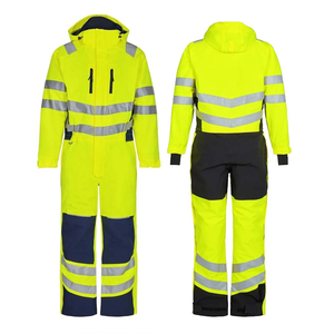 Combinaison de travail haute visibilité pour hommes, vert jaune, uniforme de sécurité réfléchissant, matière polyester - Product Image 6