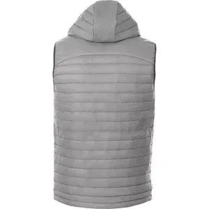 Gilet matelassé sans manches gris pour homme, coupe-vent en polyester, veste décontractée d'hiver avec fermeture éclair et poches latérales - Product Image 3