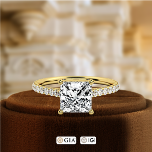 IGI Certified 1.5CT Princess Cut Lab Grown <b>Diamond</b> Engagement <b>Ring</b> 14k Yellow Gold Minimalist Wedding Anniversary Promise Gift - Product Image 3