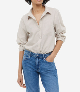Chemisier à carreaux pour femme en coton respirant à manches bouffantes et boutonnage, idéal pour le quotidien - Product Image 1