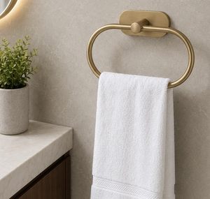 <b>Towel</b> Ring Holder for Bathroom Wall Mount Gleaming Golden Color Wall Mounted <b>Towel</b> <b>Rack</b> No Drill <b>Towel</b> Ring Bathroom for Sell - Product Image 3