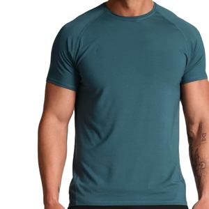 T-shirts vierges en coton de bambou pour hommes, de haute qualité, pour l'entraînement, le fitness, la gym, à séchage rapide, coupe ajustée - Product Image 1