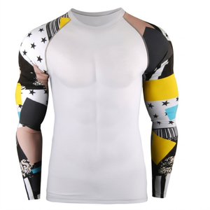 เสื้อรัดกล้ามเนื้อแขนยาวสำหรับผู้ชาย MMA Rash Guard ระบายอากาศได้ดี แห้งเร็ว พิมพ์ลาย สำหรับฝึกซ้อม BJJ ในยิม - Product Image 6