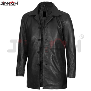 Abrigo Largo de Cuero de Moda para Hombre de Primera Calidad, 100% Cuero Original, Abrigo Largo de Moda para Hombre - Product Image 4