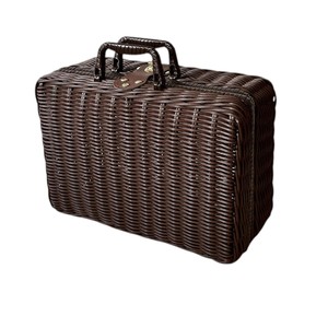 Handwoven White Rattan Suitcase Storage <b>Basket</b> with <b>Handle</b> - Premium Handmade Vintage Picnic Trunk for Home Decoration - Product Image 5