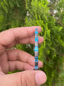 Natural Swiss Blue Topaz <b>Bracelet</b> 925 Sterling <b>Silver</b> Emerald Cut Gemstone Bangle Cuff Handmade Wholesale Jewelry Manufacturer - Product Image 5