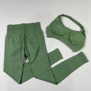 Women's Seamless <b>White</b> Yoga Set High Waist Full Length Leggings And <b>Sports</b> <b>Bra</b> Solid Knitted Sporty Outfit - Product Image 5
