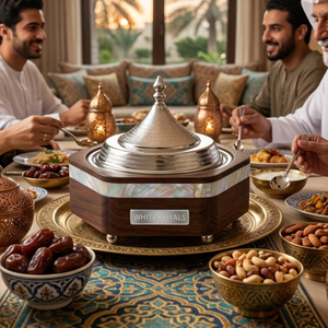 Majlis Style Thermal Food Warmer Casserole Dish with Natural Wood and Pearl Finish Bulk Supply for Hospitality & Resorts - Product Image 5