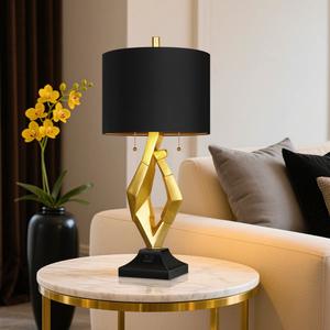 Lámpara de Mesa de Latón Pulido de Alta Calidad con Pantalla de Tambor, Elegante Iluminación para Mesa de Noche - Product Image 1