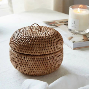 Rattan Box Natural Woven Storage <b>Basket</b> Covered Organizer for Home Decor Gift Packaging and Retail <b>Display</b> - Product Image 1