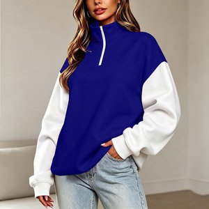 Breathable Quick Dry Women Long Sleeve Sweatshirts Casual Half <b>Zip</b> Pullover Tops Color Block Trendy Oversized Fall Sweatshirt - Product Image 6