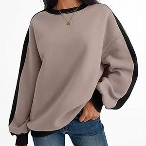 เสื้อสเวตเชิ้ตผู้หญิงแบบมีฮู้ด ผ้าฟลีซ คอกลม ทรงโอเวอร์ไซส์ สวมใส่สบายๆ แฟชั่นฤดูใบไม้ร่วง สไตล์สตรีทแวร์ สีพื้น ล้างสีแบบแอซิดวอช - Product Image 1