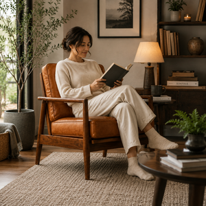 Sillón de Cuero de Estilo Moderno, Sofá Individual de Cuero Genuino, Comodidad Premium para Muebles de Sala de Estar, Villa, Hotel y Oficina - Product Image 5