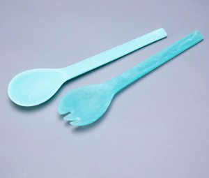 Handcrafted Resin Salad <b>Serving</b> <b>Spoon</b> and Fork Set Short Handle 30mL Capacity Premium Party Eco-Friendly Dishwasher Safe - Product Image 3