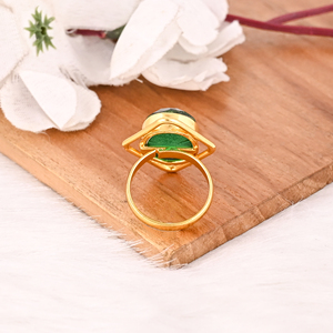 <b>Adjustable</b> Green Hydro Brass Handmade Gemstone <b>Ring</b> for Women - Product Image 5