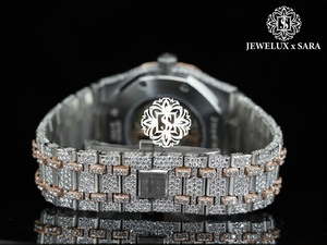 Direct Factory Supply Luxurious Rose Gold <b>Automatic</b> Full VVS Moissanite Diamond Watch Quartz Movement Available for Export Price - Product Image 2