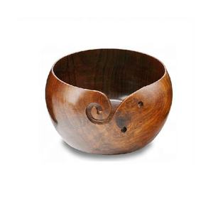 ชามไหมพรมวัวทำจากไม้ธรรมชาติพร้อมรูถักนิตติ้งที่เก็บของด้วยมือสำหรับอุปกรณ์ถักโครเชต์ - Product Image 4