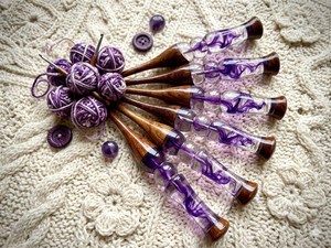 Fresh Arrival Purple Resin Crochet <b>Hook</b> Set, Handmade Ergonomic <b>Hooks</b>, Wood & Resin Needles - Product Image 3