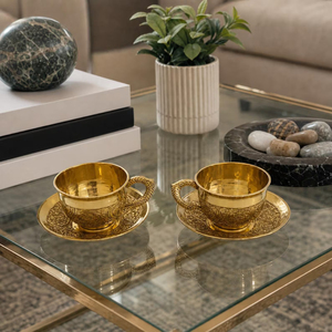 Metal <b>Cup</b> And <b>Saucer</b> Set With Premium Finish For Hotel Restaurant And Home Beverage Serving Handmade Tabletop Shiny Polished - Product Image 6