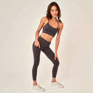 2-Piece <b>Crop</b> <b>Top</b> and High-Waisted Shorts Set Sleeveless Spandex/Nylon Elastic Waist Quick Dry Printed - Product Image 3