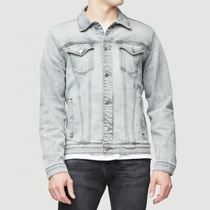 Custom Embroidered Logo Vintage Autumn Cotton Spandex Slim Fit Bomber <b>Denim</b> <b>Coats</b> Men Jean Jackets - Product Image 2