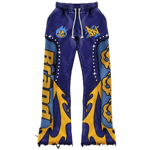 Conjunto Deportivo Y2K para Mujer con Estampado de Llamas, Sudadera Corta y Pantalones Anchos, Ropa Urbana a la Moda, Color Azul - Product Image 6