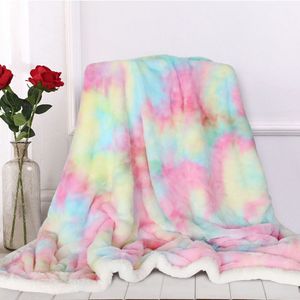 1 Pezzo Coperta Ultra Morbida in Finta Pelliccia Arcobaleno Colorata per Divano e Letto con Certificato Oeko - Product Image 1