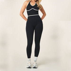 Black Lightweight High Quality Breathable Sleeveless Slim Fit Reasonable Price Fitness Wear Custom Logo Print Yoga <b>Jumpsuits</b> - Product Image 1