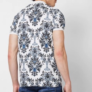 เสื้อยืดพรีเมียมสำหรับผู้ชาย พิมพ์ลายด้านหน้า สีขาว-น้ำเงิน แขนสั้น ผ้าฝ้ายถัก ระบายอากาศได้ดี เหมาะสำหรับใส่เล่นกอล์ฟหรือใส่ลำลองในฤดูร้อน - Product Image 3