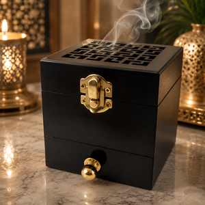 Handcrafted Black Resin Bakhoor Incense Burner Designer Arabic Oud Holder For Ramadan <b>Eid</b> Festive Luxury Home Decor <b>Gift</b> <b>Box</b> - Product Image 2
