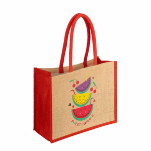 Cartoon Watermelon Print Burlap Tote <b>Bag</b> <b>Medium</b> <b>Size</b> Top Handle Beach Shopping <b>Bag</b> Sweet Summer Design - Product Image 3