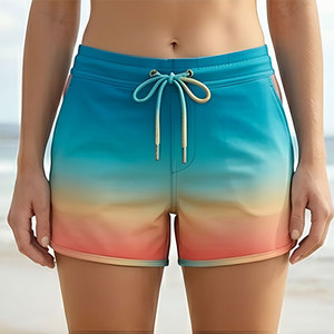 OEM Service Women's Beach <b>Shorts</b> Beautiful Gradient Effect Print Stylish Versatile Vintage Wear Seaside Swimming Board <b>Shorts</b> - Product Image 1
