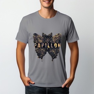 ODM T-shirt gris personnalisé Offre Spéciale de haute qualité avec logo personnalisé, image néon et effet de broderie 3D pour hommes et femmes - Product Image 3