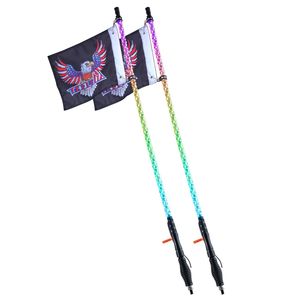 2 PCS 4 FT LED Whip Light Spring Base APP Remote Control Waterproof 360 Degrees RGB Chasing Lighted Whips 2 Flags for UTV - Product Image 1