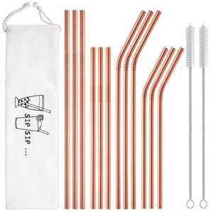 Pailles en métal réutilisables de haute qualité, ensemble de pailles à boire en acier inoxydable avec brosse de nettoyage - Product Image 5