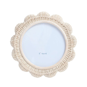 Delightful Blue Rattan Picture Frame Round Photo Frame Decorative Tabletop Accent Perfect For <b>Nursery</b> Bedroom Home Styling - Product Image 6