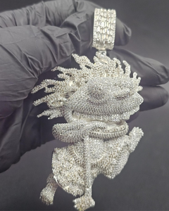 จี้รูปตัวการ์ตูนขนาดใหญ่ประดับเพชรเต็มตัว จี้ฮิปฮอปประดับเพชรโมอิสซาไนต์แบบเต็มตัว จี้รูปคนแบบกำหนดเองพร้อมห่วงบาแกตต์ - Product Image 1